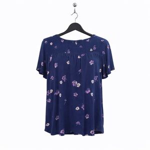 Old Navy Blue Floral Smocked Babydoll Top | Size SP PTP 21”
